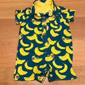 Posh Peanut Blue and Yellow banana romper